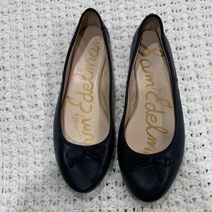 Black Leather Ballerina Ballet Flats